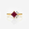 Classic Princess shape-Stone Ruby in Diamond Ring