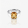 Classic Emerald-Cut Citrine Silver Ring