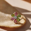 Vintage Inspired Tourmaline Flower Six Stone In Diamond Ring