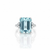 Three-Stone Emerald-Cut Blue Topaz Ring with Brilliant Diamond Side Clusters