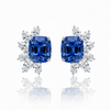 Royal Blue Sapphire Statement Earrings with Shimmering Diamond Wing