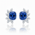 Royal Blue Sapphire Statement Earrings with Shimmering Diamond Wing