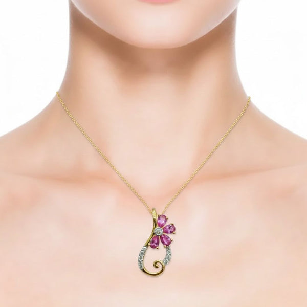 Natural Half Flower 4 Petal Pendent in Diamond