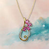 Natural Half Flower 4 Petal Pendent in Diamond