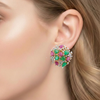 Nature-Inspired Gemstone Garden Earrings: Carved Rubies and Emeralds in Gold