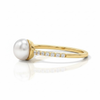 Classic Pearl Engagement Ring with a Shimmering Micro-Pavé Diamond Setting