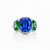 Royal Blue Sapphire Center with Oval Emerald Shoulders in White Gold