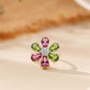 Vintage Inspired Tourmaline Flower Six Stone In Diamond Ring