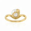 Freshwater Pearl Solitaire Ringwith Pavé Diamond Swirl