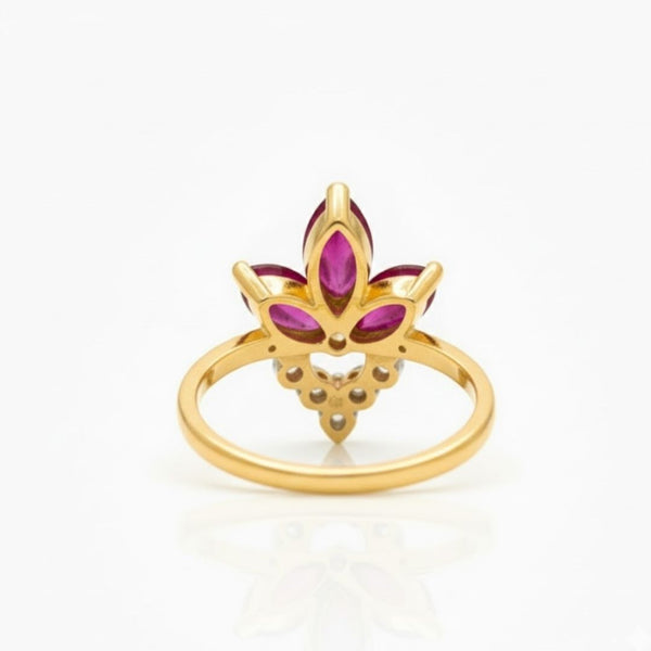 Marquise shape-Stone Ruby in Diamond Ring