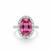 Oval Cut Ruby Solitaire with Tapered Diamond Halo