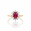 Oval Ruby Solitaire with Graduated Diamond Accents
