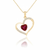Heart-Cut Ruby Pendant in an Open 14K Yellow Gold Heart with Diamond Accents
