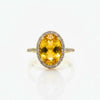 Classic Oval Citrine Halo Ring with Diamond Accents