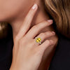 Classic Oval Citrine Halo Ring with Diamond Accents