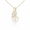 Freshwater Pearl Pendant in 14K Yellow Gold with Pavé Diamond Infinity Swirl