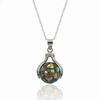Mother-of-Pearl Swirl Ribbon Pendant with Diamonds