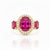 Classic Three-Stone Oval-Cut Ruby in Diamond Ring