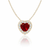 Heart-Cut Ruby Halo Pendant in 14K Yellow Gold with Diamond Accents