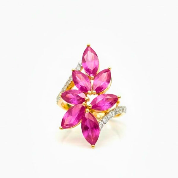 Natural Ruby 7 pc Marquise shape in Diamond Ring