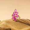 Natural Ruby 7 pc Marquise shape in Diamond Ring