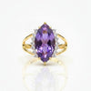 Marquise Amethyst Solitaire Ring with Diamonds