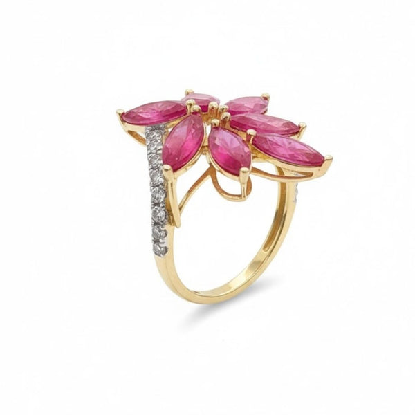 Natural Ruby 7 pc Marquise shape in Diamond Ring