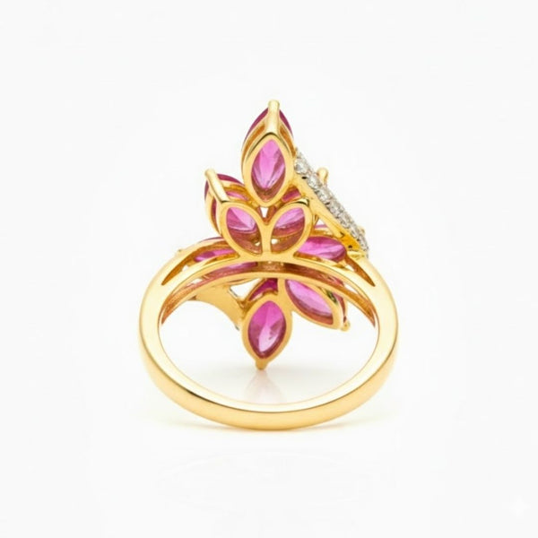 Natural Ruby 7 pc Marquise shape in Diamond Ring