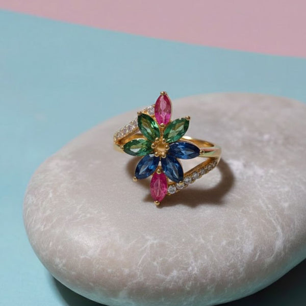 Multicolours Tourmaline Eight stones with Diamond Accents