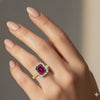 Classic Emerald shape-Stone Ruby in Diamond Ring