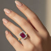 Natural Ruby Emerald Cut in Diamond Ring