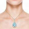 The Azure Teardrop | Pear-Cut Blue Topaz and Diamond Halo Pendant
