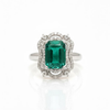Cushion Emerald Solitaire with Pavé Lab Grown Diamond Split Band