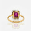 Classic Emerald shape-Stone Ruby in Diamond Ring
