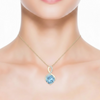 Cushion-Cut Blue Topaz Pendant in 14K Yellow Gold with Diamond Infinity Bale