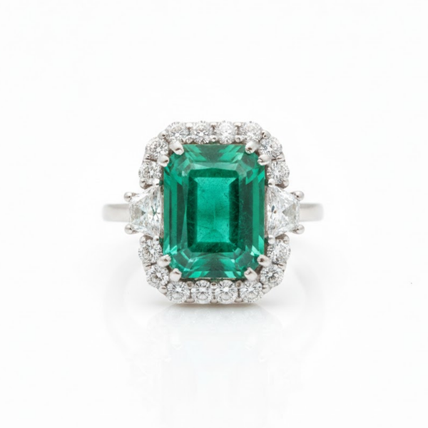 Cushion CutEmerald And Lab Grown Diamond Halo Ring