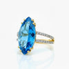 Marquise Blue topaz Solitaire Ring with Diamonds RIng
