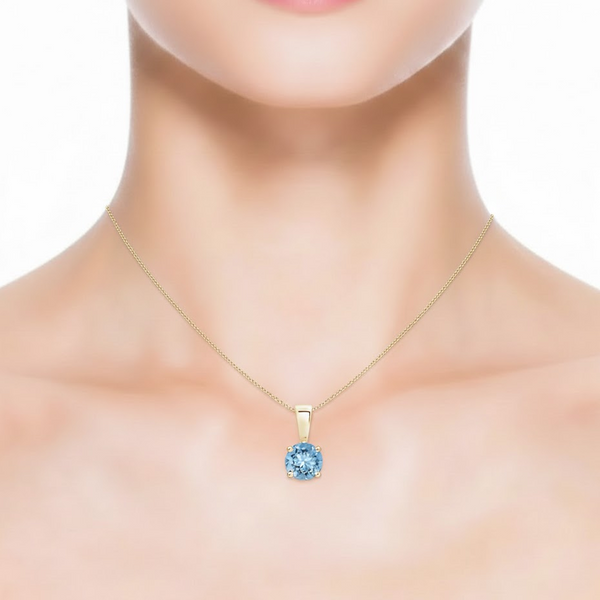 Classic Round Blue Topaz Pendant