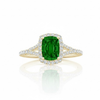 Cushion-Cut Emerald Split-Shank Ring with Lab Grown Diamond Halo