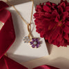 Rhodolite Flower Pendant with Diamond Accent 14k Yellow Gold