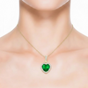 Heart-Cut Emerald Halo Pendant with Diamond Accents