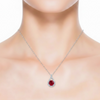 Round-Cut Ruby Teardrop Halo Pendant with Diamond-Set Open Bale