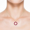 Geometric Ruby Circle Pendant in 18K Yellow Gold