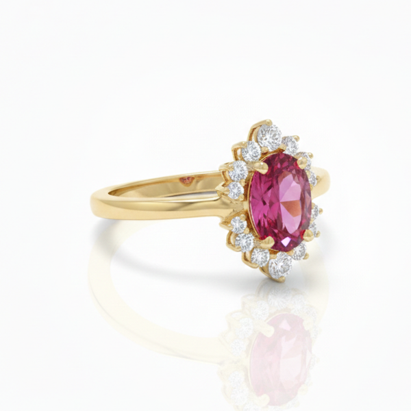 Princess-Inspired Oval Ruby with Brilliant Halo