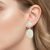 Oval and Round-Cut Opal Tiered Drop Earrings with Diamond Accents