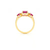 Classic Three-Stone Oval-Cut Ruby in Diamond Ring