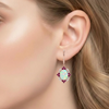 Oval Opal Solitaire Earrings with Ruby and Diamond Compass Halo