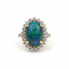 Oval Green Opal Halo Ring with Diamond Accents