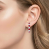 Modern Round Ruby Drop Earrings with Sequential Diamond Accents
