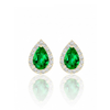 Classic Pear-Cut Emerald Earrings with a Radiant Diamond-Set Border